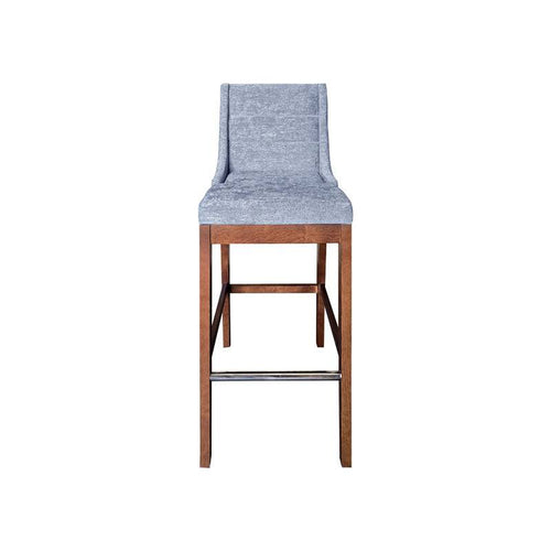 Banco para barra gris Bourbon de Deurope.com.mx, con asiento acolchado y estructura sólida para uso en bares y cocinas.