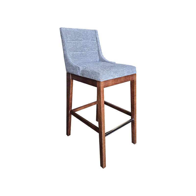Banco Bourbon para barra en gris de deurope.com.mx, asiento acolchado y estructura de madera resistente.
