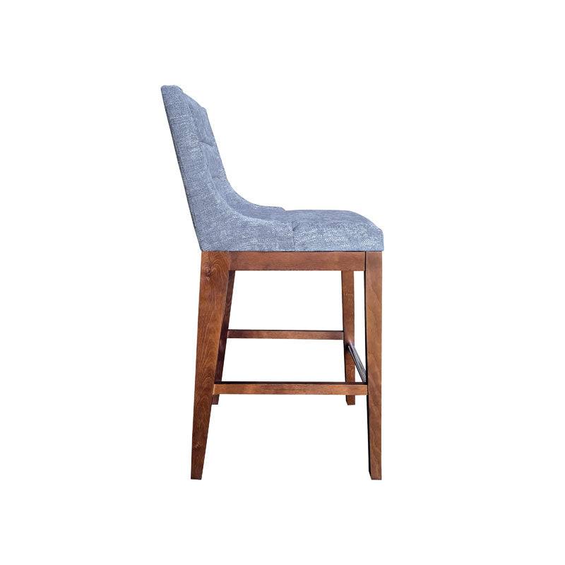 Banco para barra Bourbon de Deurope.com.mx en color gris, con asiento acolchado y estructura de metal resistente.
