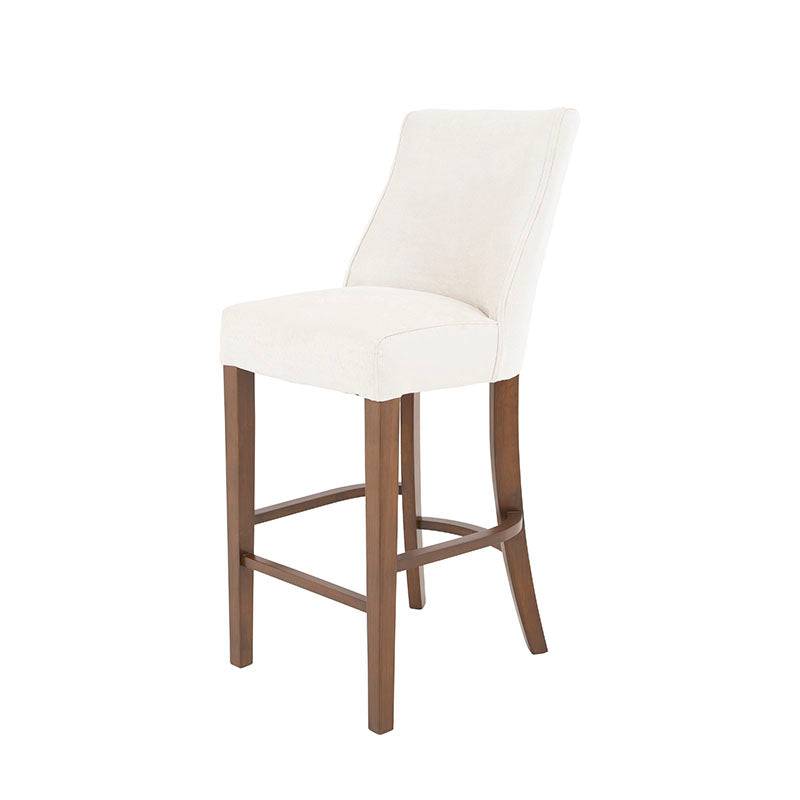 Juego de comedor Berne-made de 4 piezas con bancos de nogal beige y tapizado en tela, ideal para espacios modernos y elegantes.