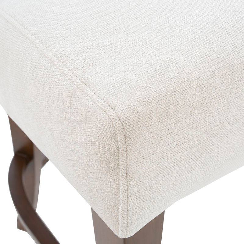 Juego de comedor Berne-made de 4 piezas con bancos de madera de nogal y tapizado en tela beige, tamaño 46x112x45 cm.