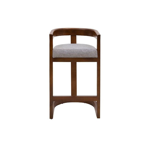 Banco de comedor Jess de deurope.com.mx con estructura en madera de pino, tapizado en tela y acabado en nogal fossil, 48 cm de altura.