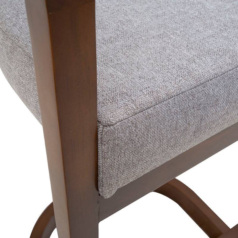 Banco de comedor Jess de Deurope en madera de pino con chapa de nogal, tapizado en tela, tamaño 48x100x53 cm.