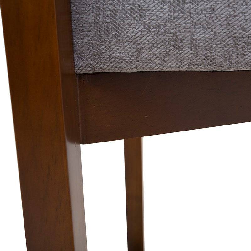 Banco de comedor Jess de Deurope con estructura de madera de pino, tapizado en tela y acabado en nogal fossil.