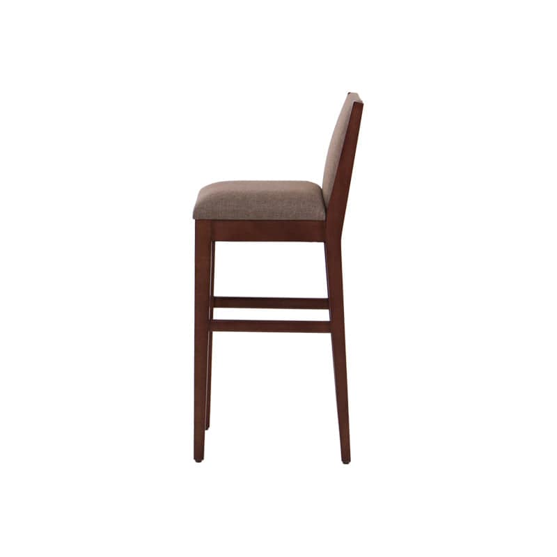 Juego de comedor Quetzal de 4 piezas con bancos de madera nogal y tapiz de tela, frente de 42 cm, alto 101 cm y fondo 41 cm.