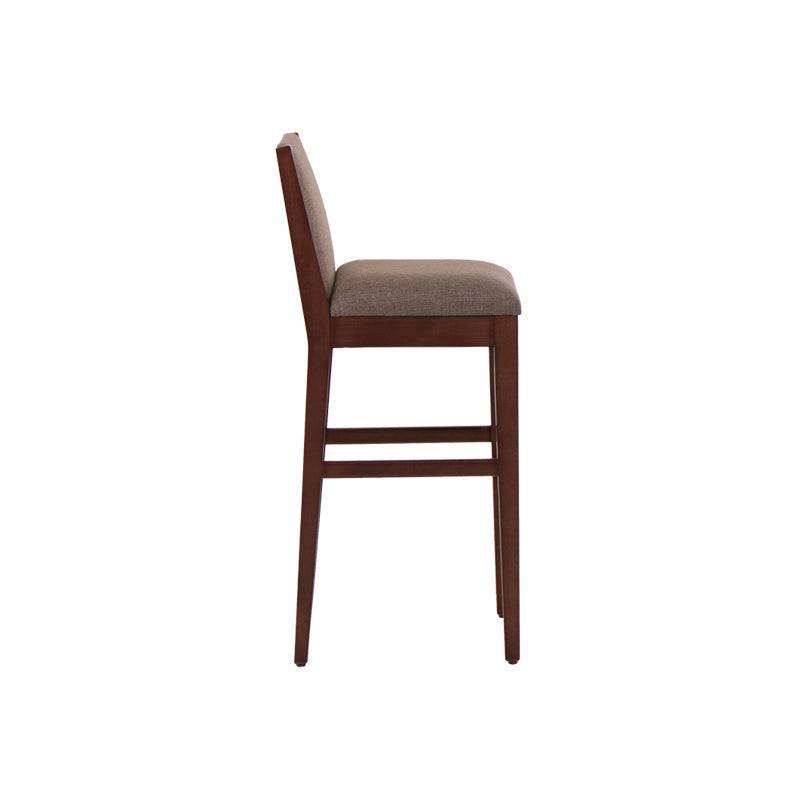 Juego de comedor Quetzal de 4 piezas con bancos de madera con tapiz de tela, en tonos naturales y modernos.