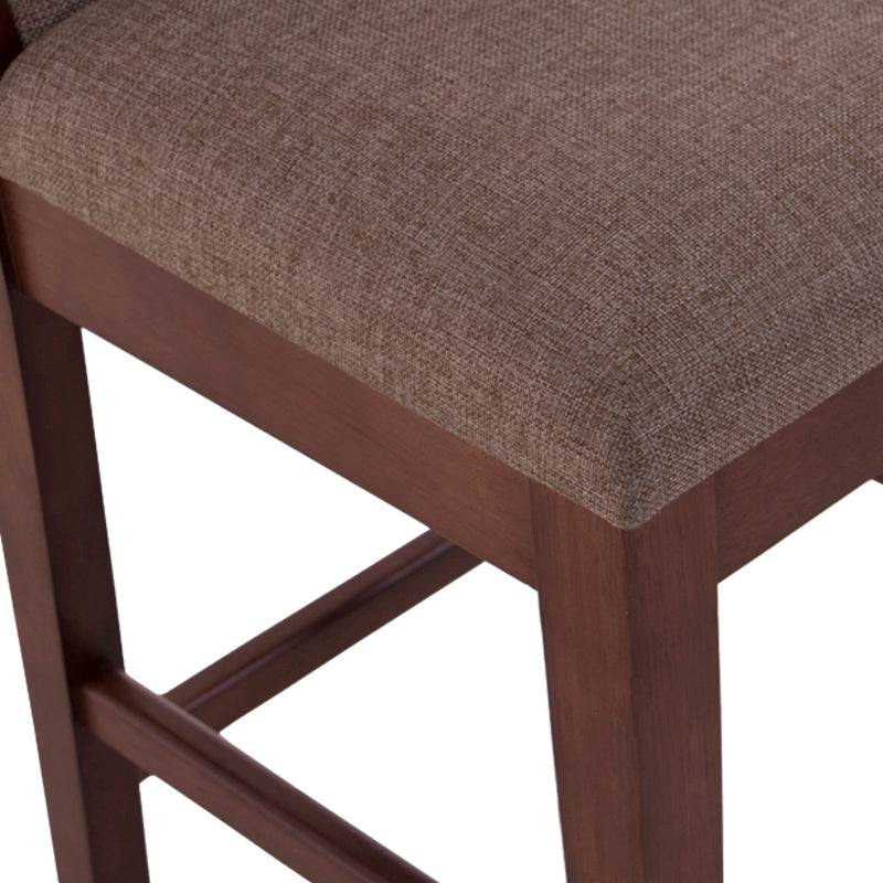 Juego de comedor Quetzal de 4 piezas con bancos de madera Nogal y tapiz de tela en color natural, deurope.com.mx