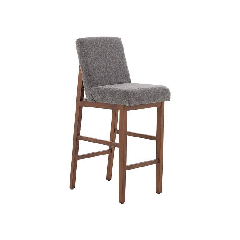 Juego de comedor Inglaterra de deurope.com.mx con bancos de madera y tela en tonos tabaco y café, estilo industrial.