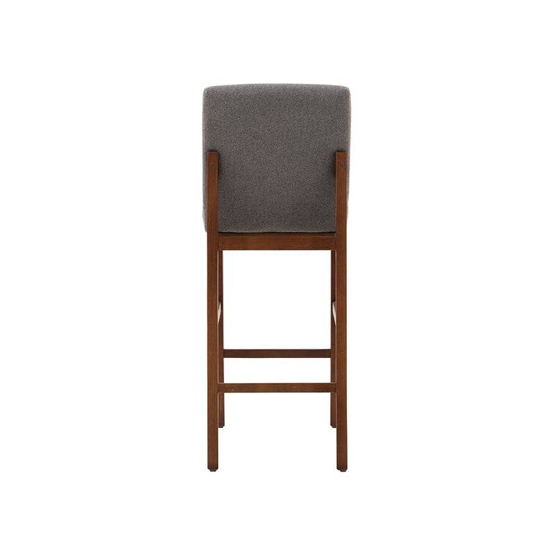 Juego de comedor Inglaterra de Deurope con bancos de madera industrial y tela, en tonos tabaco y café, frente de 42 cm y altura de 111 cm.