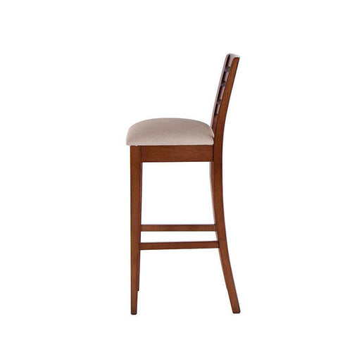Juego de comedor Deus de 5 piezas con bancos de caoba, tapizado en cuero, en tono tabaco, con dimensiones de 38 cm de alto.