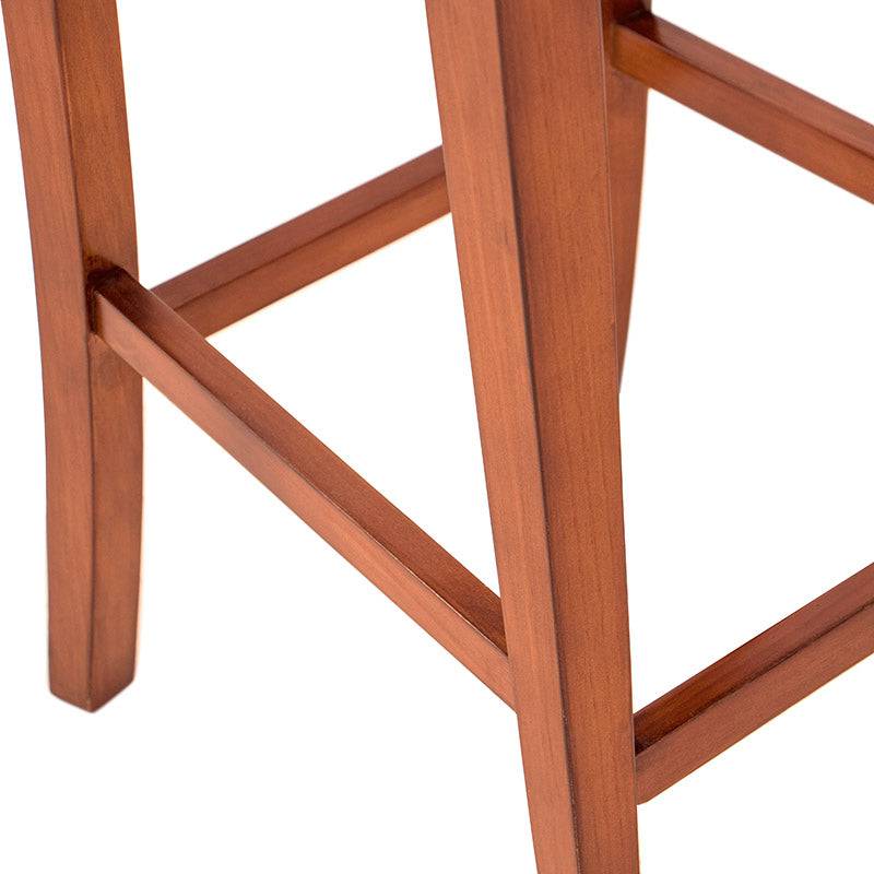 Juego de comedor Deus 5 piezas con bancos de madera de caoba y tapiz de cuero en tono tabaco, diseño elegante y moderno.