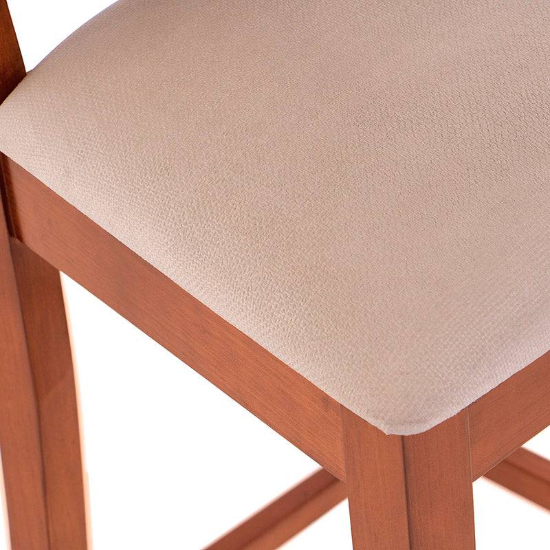 Juego de comedor Deus de 5 piezas con bancos en color tabaco, chapa de caoba y tapiz de cuero en estilo elegante.