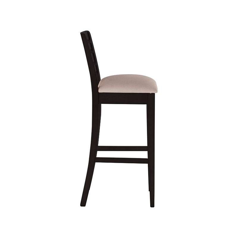 Juego de comedor Deus de 5 piezas con bancos de cuero tapizado en chapa de caoba, asientos de 38 cm de alto y diseño elegante.