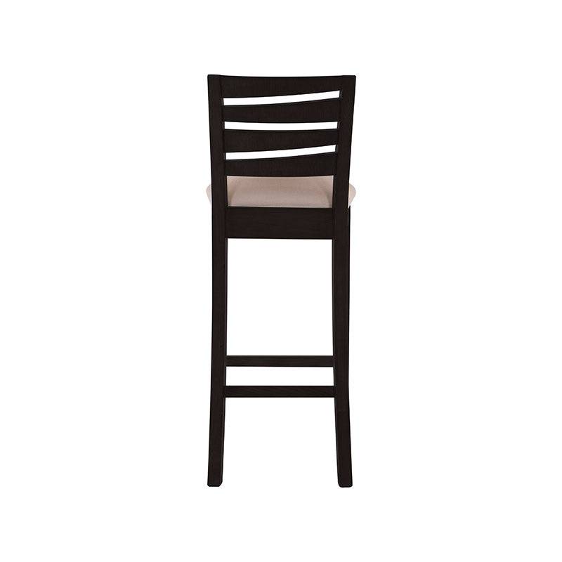Juego de comedor Deus de 5 piezas con bancos de cuero tapizado en color tabaco, estructura de madera de caoba, altura 38 cm.