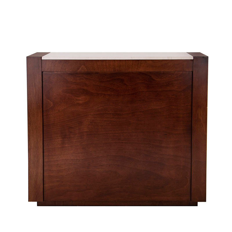 Juego de comedor Deus de 5 piezas con estructura de madera en acabado caoba y detalles en mármol, tamaño 120x105x45 cm.