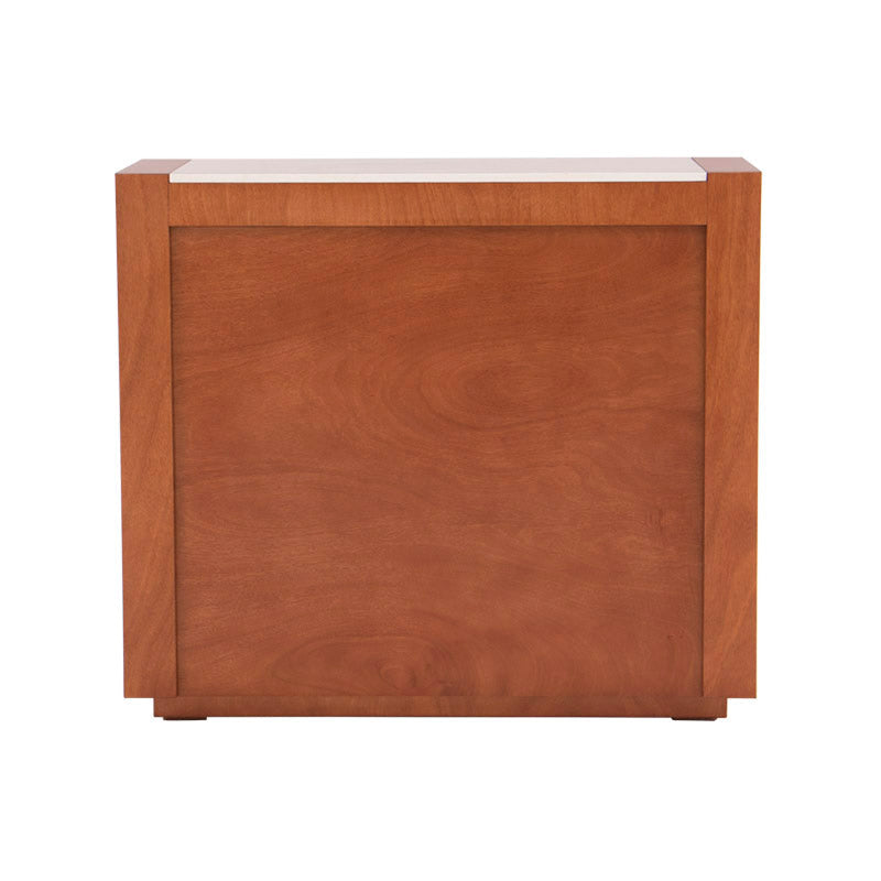 Juego de comedor Deus de 5 piezas con mesas y sillas en madera de caoba y mármol, tamaño 120x45x105 cm, en tonos café y tabaco.