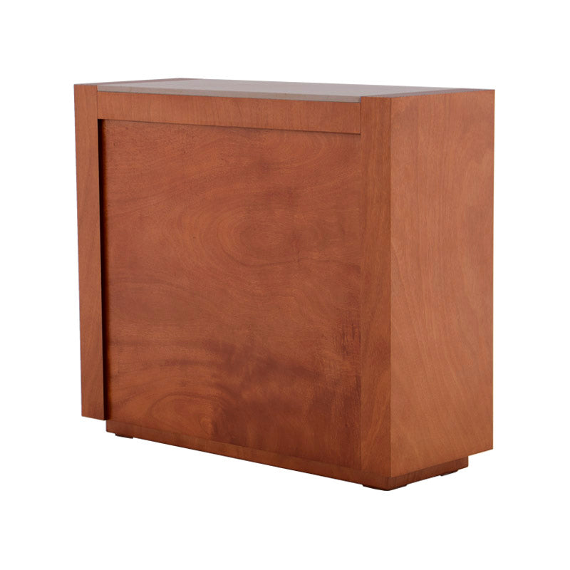 Juego de comedor Deus de 5 piezas con estructura de madera en tonos caoba y barra de mármol, mesa de 120 cm de largo.