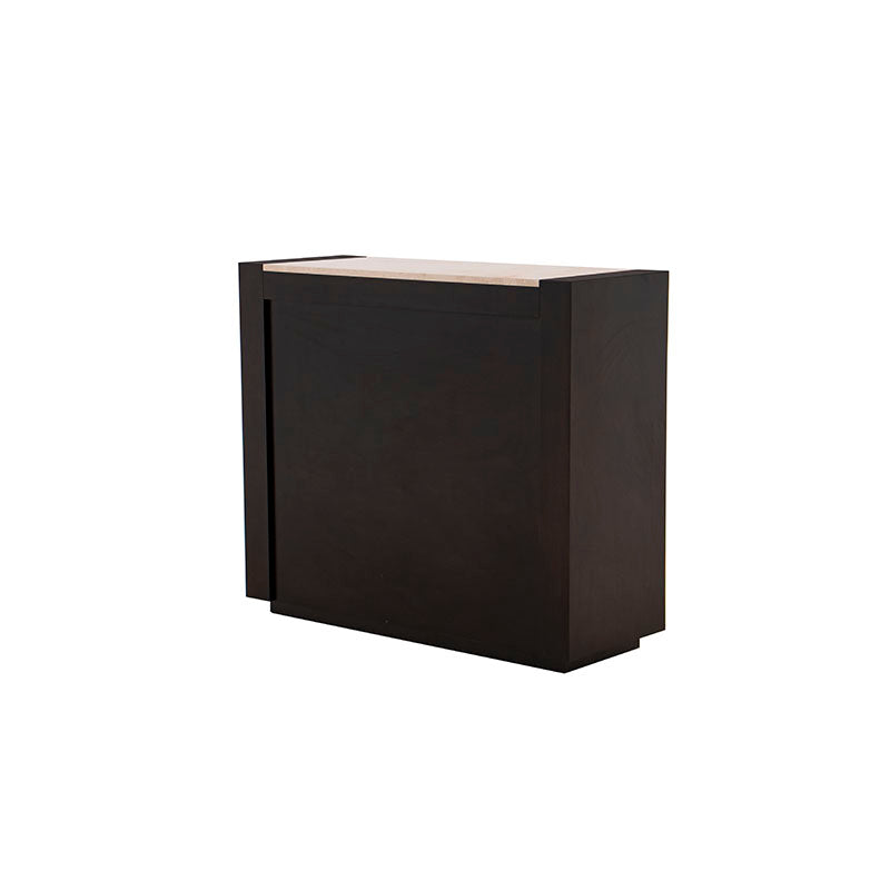 Juego de comedor Deus de 5 piezas con mesa de madera y mármol, en tonos café y tabaco, de estilo moderno y elegante.