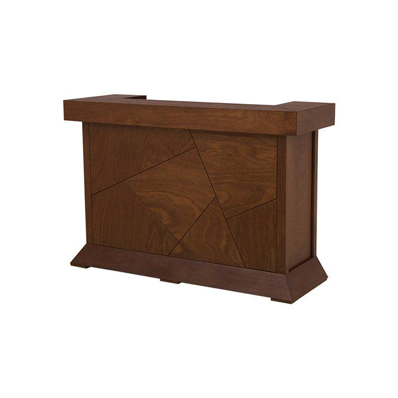 Juego de comedor Quetzal de 3 piezas con mesa de madera de chapa de okumé, en color tabaco, vista frontal.