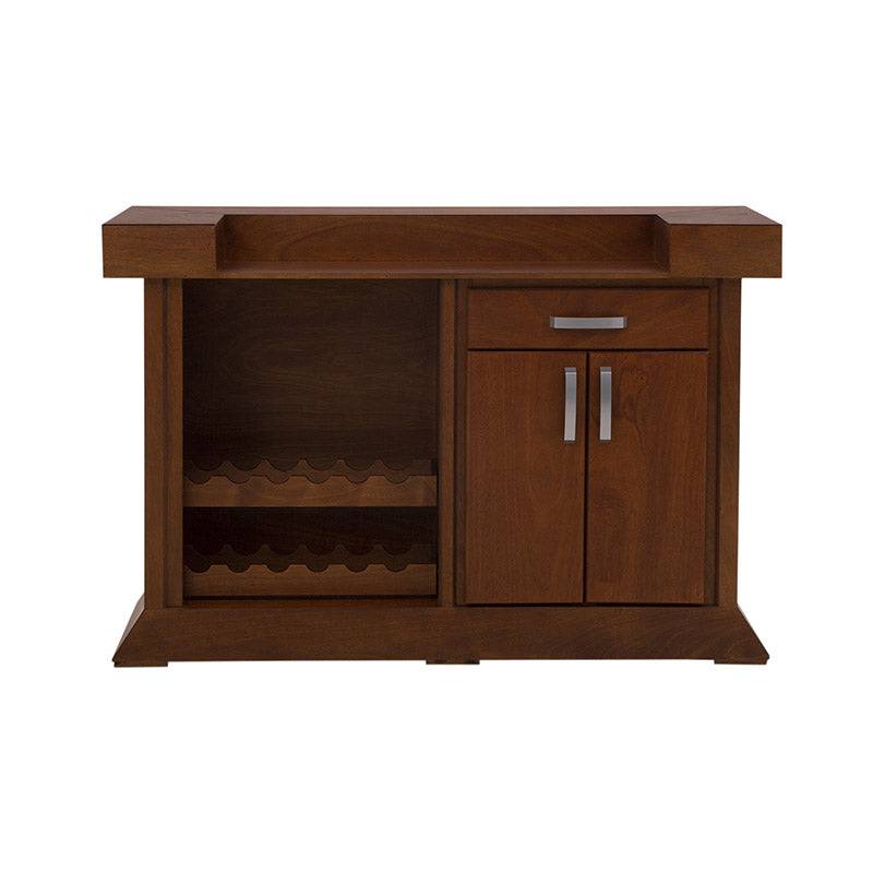 Juego de comedor Quetzal de 3 piezas de madera con acabado en chapa de okumé, en tonos tabaco, con mesa y sillas.