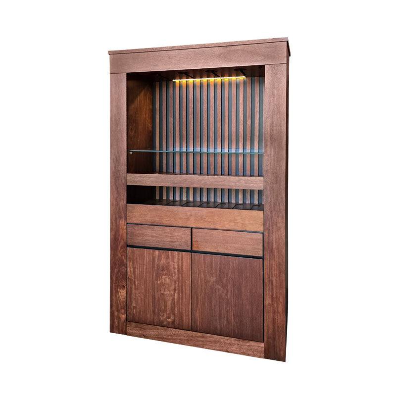 Contrabarra de madera bourbon de deurope.com.mx, muestra detalles y acabado en una vista cercana.