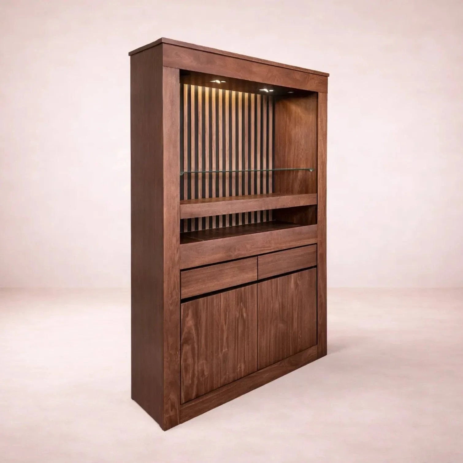 Contrabarra de madera bourbon de Deurope.com.mx, resistente y elegante para barras y mobiliario.