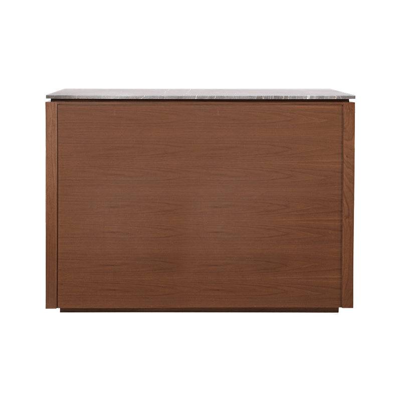 Juego de comedor Berne-made de 4 piezas con mesa de mármol, barras de nogal y acabado en gris, estilo moderno y elegante.