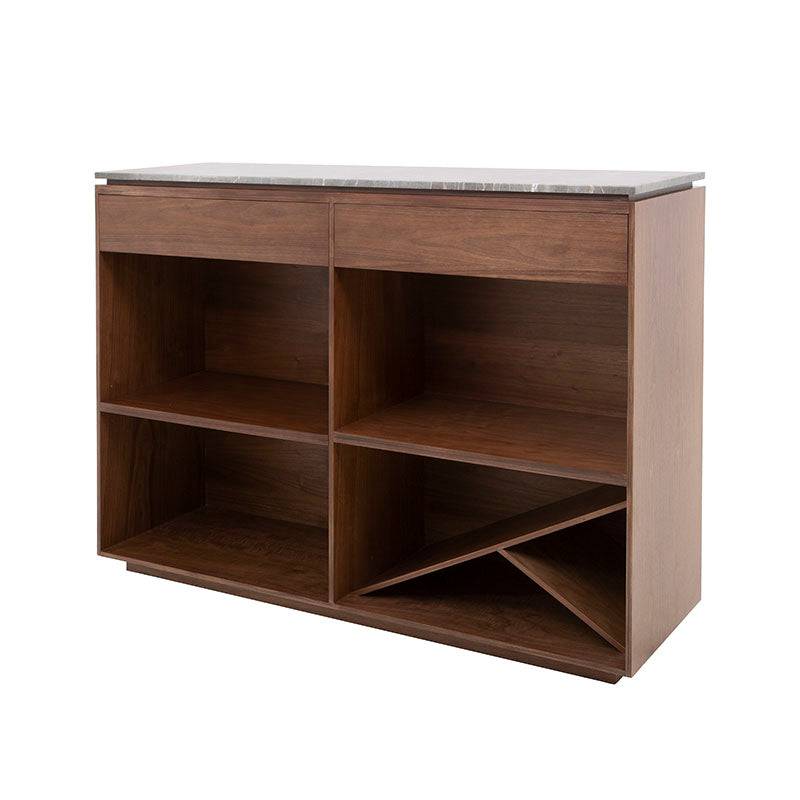 Juego de comedor Berne-made de 4 piezas con mesa de mármol y estructura en nogal y gris, ideal para espacios elegantes.