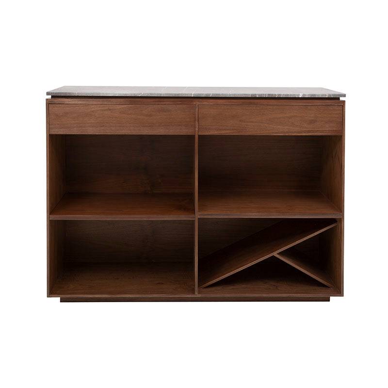 Juego de comedor Berne-made de 4 piezas con mesa de mármol y estructura en nogal gris, ideal para espacios modernos.