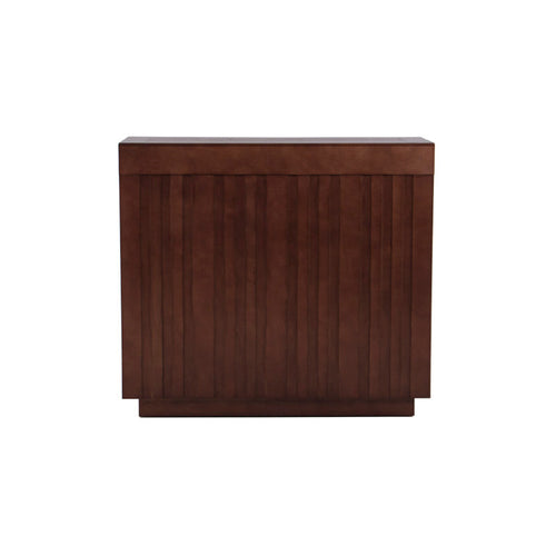 Juego de comedor Quetzal de 4 piezas, barra de madera de banak, encino y okume, con diseño moderno y acabado natural.