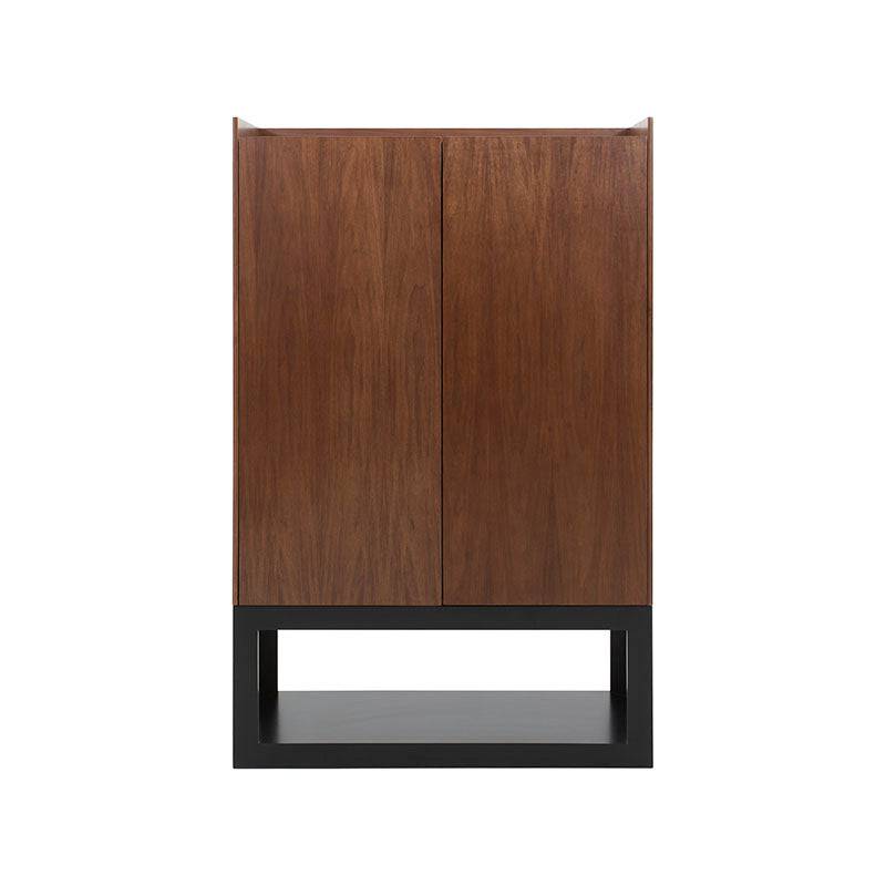 Juego de comedor Berne-made de 4 piezas con bar en madera de nogal y acabado moka, frente de 100 cm de alto y fondo de 40 cm.