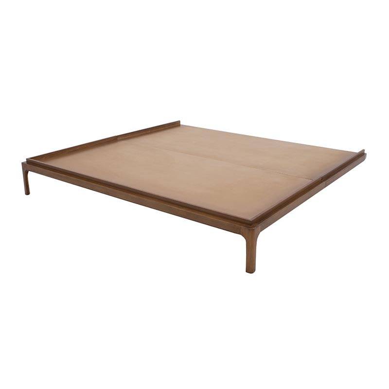 Base de cama Palta de color nogal con frente de 232 cm, altura de 30 cm y fondo de 110 cm, de la marca deurope.com.mx