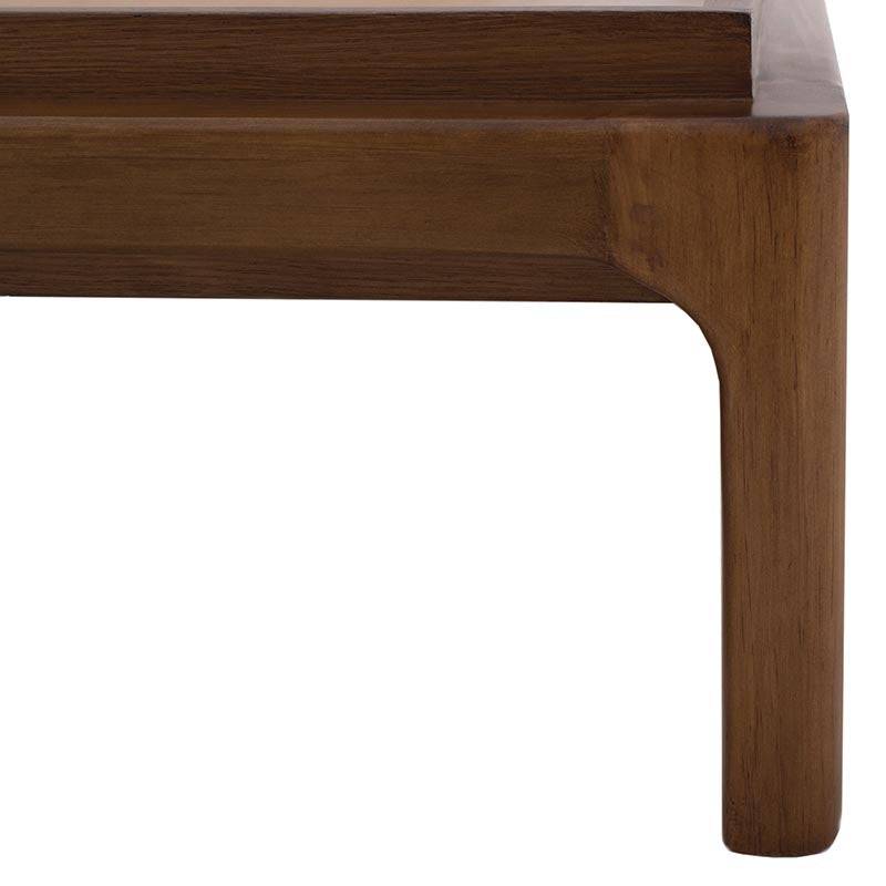 Base de cama Palta de color nogal, con diseño moderno, frente de 232 cm de alto 30 cm y fondo de 110 cm, de deurope.com.mx
