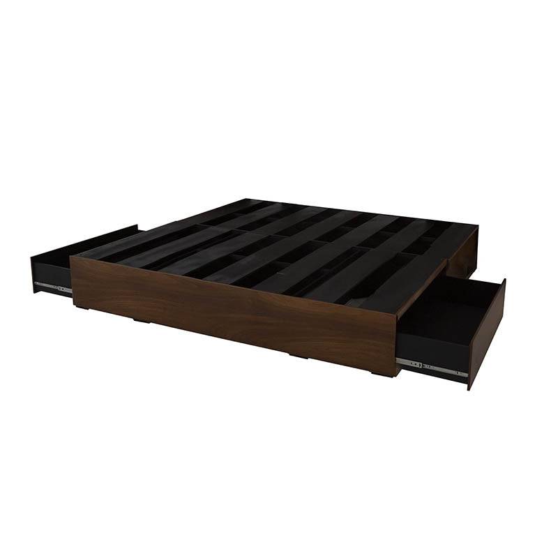 Base de cama Mariota de lujo en color café parota, base de cama king size de alta calidad, ideal para dormitorios elegantes.