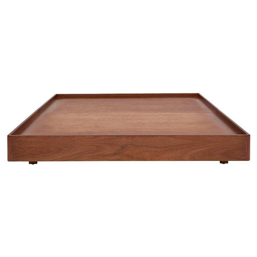 Juego de recámara Arezzo de madera natural claro, incluye base de cama, enchapado y detalles elegantes, de deurope.com.mx