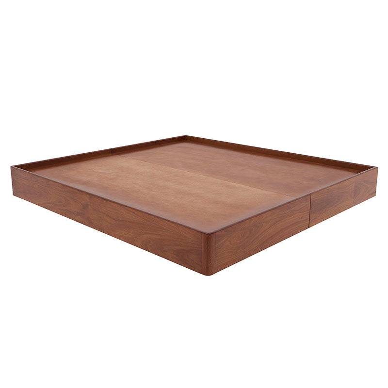 Base de cama Arezzo de 4 piezas en madera natural clara, con detalles de chapa, parte del juego de recámara deurope.com.mx