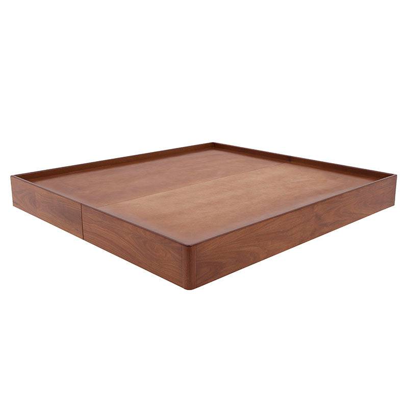 Juego de recámara Arezzo deuropé.com.mx con base de madera natural claro, estructura moderna y diseño elegante para dormitorio.