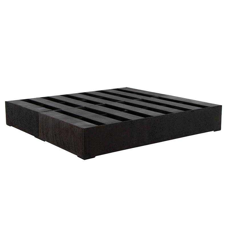 Base de cama Lazy de pino y tela en color negro, con diseño plano, mide 190 cm de largo y 30 cm de alto.