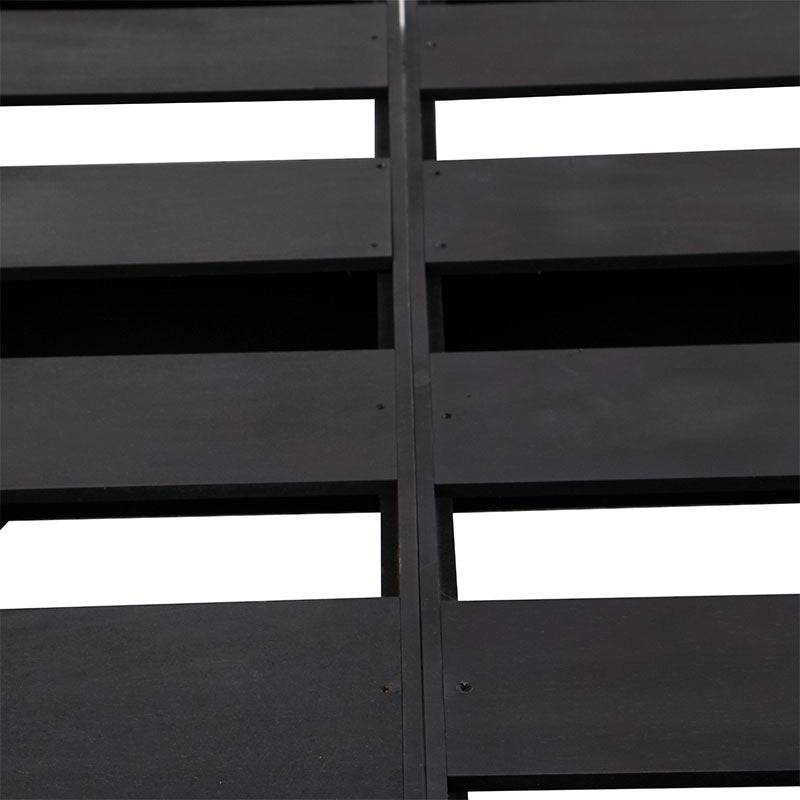 Base de cama Lazy de madera de pino y tapiz de tela en color negro, con dimensiones 190 cm de largo y 30 cm de alto.