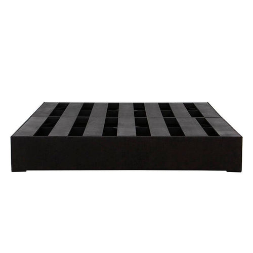 Base de cama Lazy de Deurope en color negro y madera de pino, con tapiz de tela, dimensiones 190x100x30 cm.