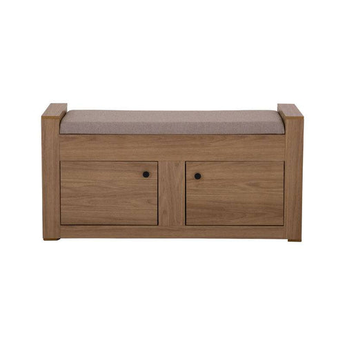 Baúl Allure de madera MDF con acabado en melamina, 120 cm de ancho y 65 cm de alto, en color natural.