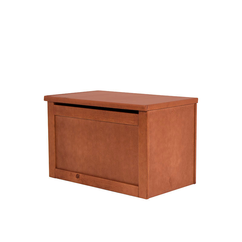 Pie de cama Texas de madera de pino y nogal, baúl industrializado con dimensiones de 90x55x50 cm, deurope.com.mx