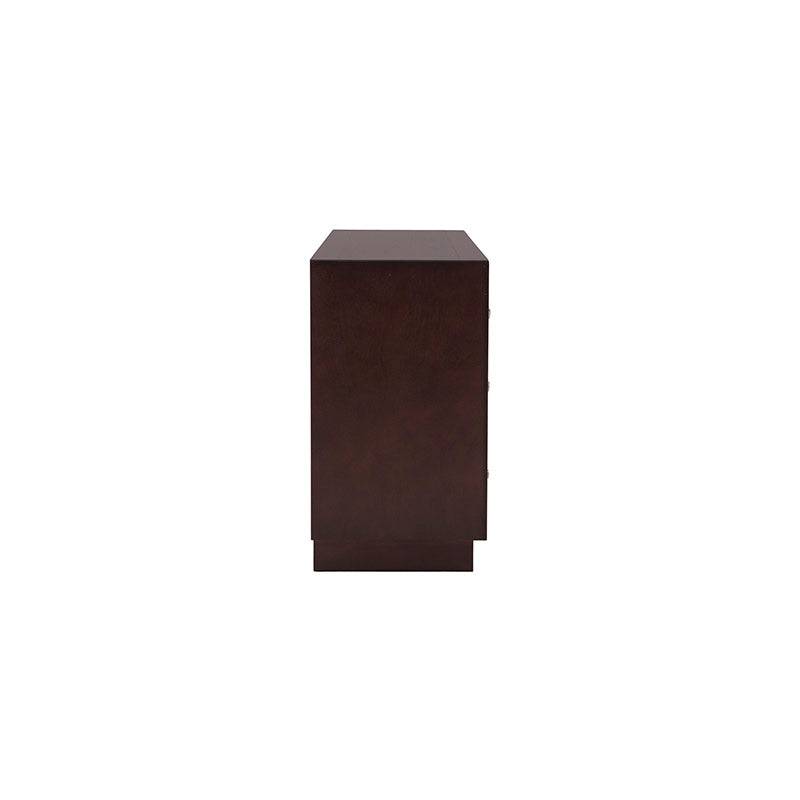 Juego de comedor con buffet Quetzal de madera de nogal y encino, incluye mesa y sillas en estilo café.