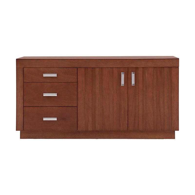 Juego de comedor con buffet Quetzal de madera de banak, encino y okumé, en acabado nogal y chapa de encino, para 10 piezas.