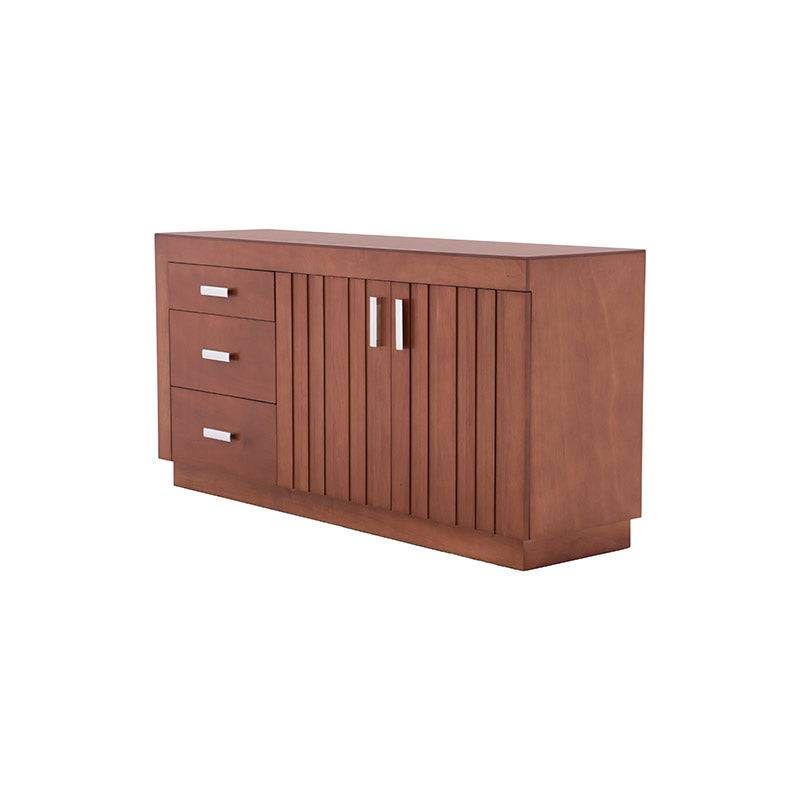 Juego de comedor con buffet Quetzal deoupe.com.mx en madera de nogal, encino y okumé, en acabado café y nogal.