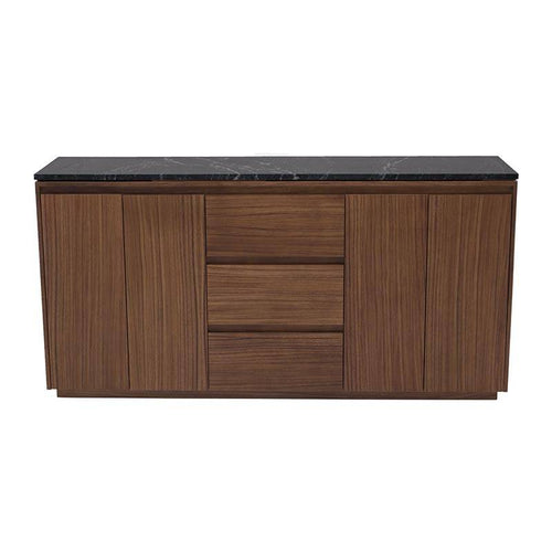 Juego de comedor con buffet Montecarlo deoupe.com.mx, mesa de 160 cm, buffet de chapa de parota y granito natural, 9 piezas.