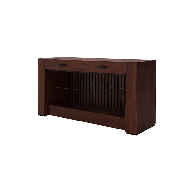 Juego de comedor con buffet Quetzal de madera de pino en acabado café, con mesa y buffet de estilo clásico en imagen.