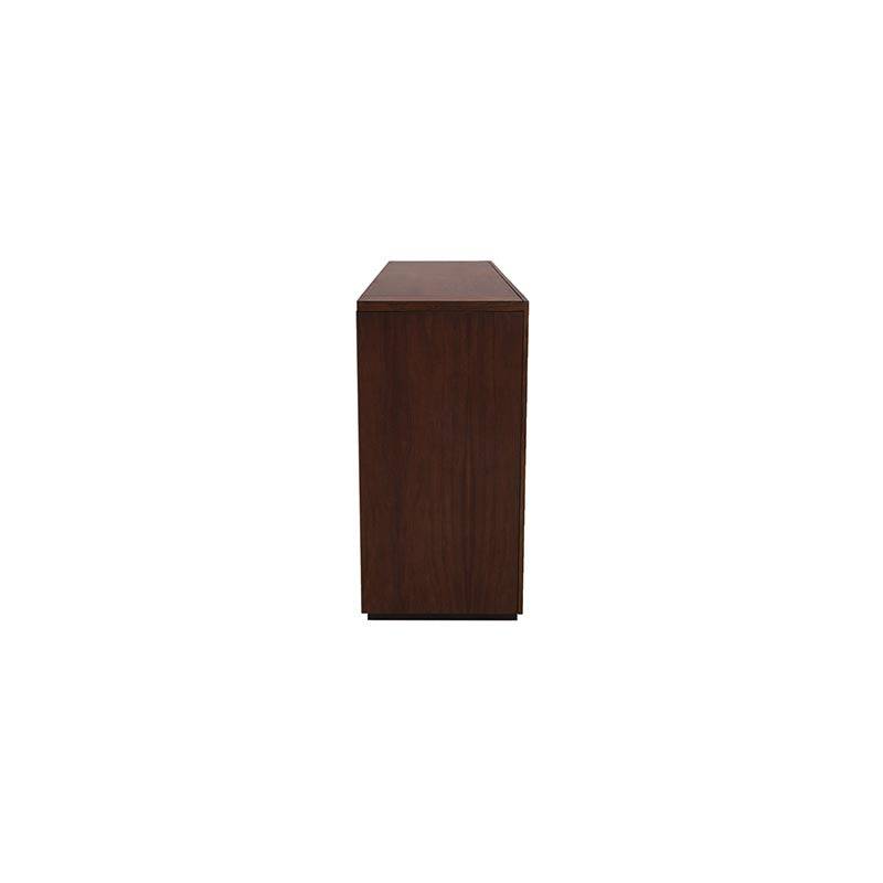Juego de comedor con buffet Quetzal de madera de pino en tono café, con mesa y buffet de 171 cm de altura y 80 cm de ancho.