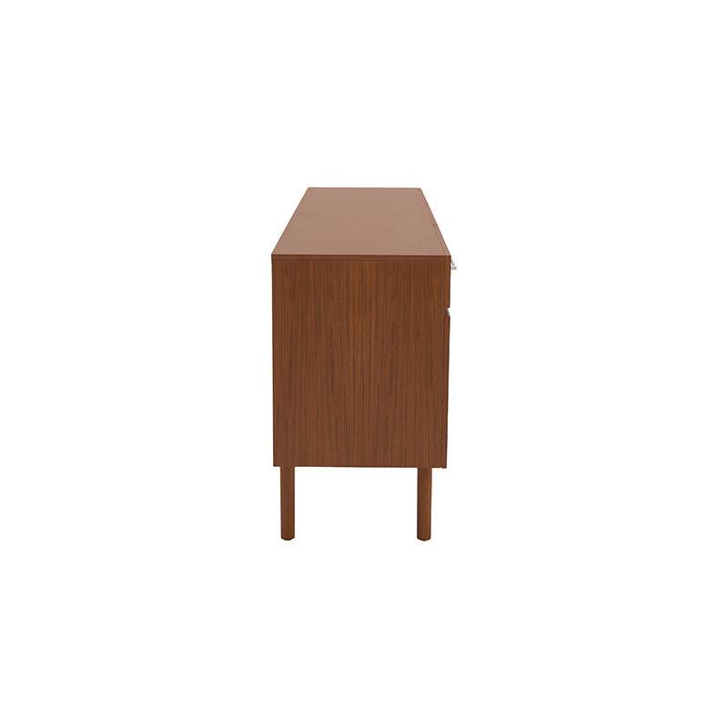 Juego de comedor Quetzal de 7 piezas de madera industrializada y nogal, incluye buffet de 160 cm de ancho y 73 cm de alto.