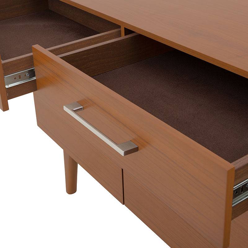 Juego de comedor Quetzal de 7 piezas de madera industrializada con chapa de nogal y buffet de 160 cm de ancho, en color nogal.